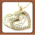 Dubai gold plated engraved name couple heart necklace